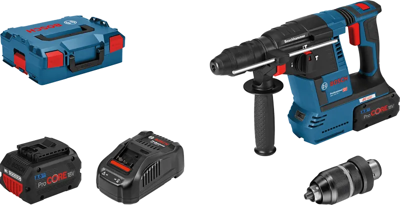 Bosch GBH 18V-26 F PRO Bohrhammer in L-Boxx mit 2 x 18V/PC 8,0 Ah Akkus (061191000E)