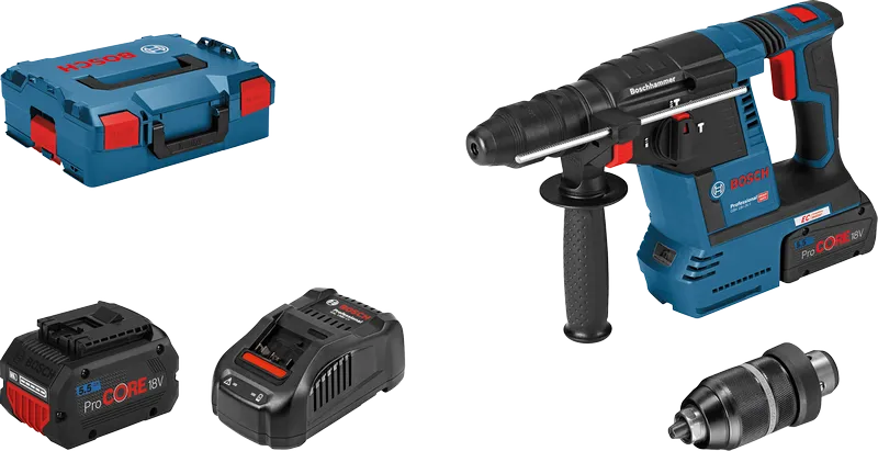 Bosch GBH 18V-26 F PRO Bohrhammer in L-Boxx mit 2 x 18V/PC 5,5 Ah Akkus (061191000F)