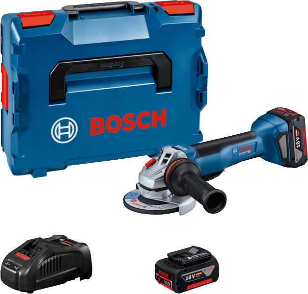 Bosch GWS 18V-10 P PRO Akku-Winkelschleifer in L-Boxx mit 2 x 18V/5,0 Ah Akkus (06019J4101)